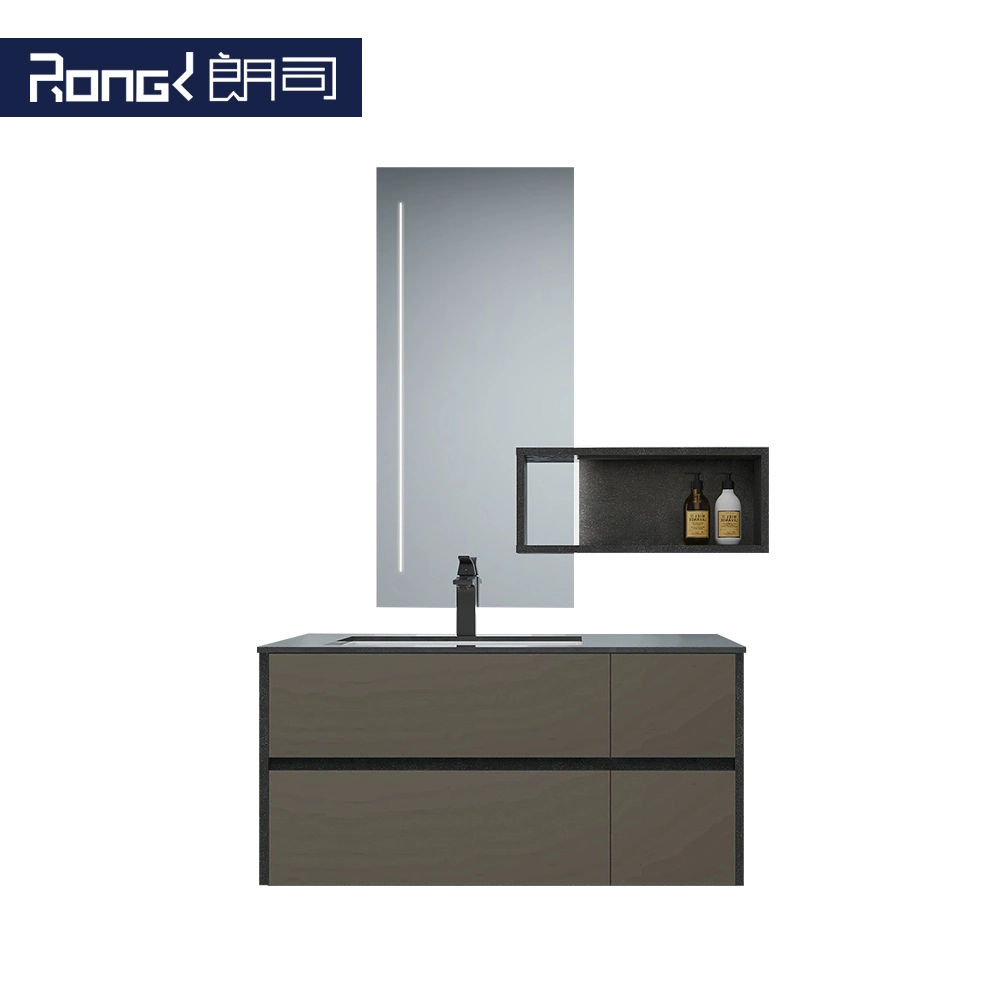 Solid Wood Modern Simple Wall Mountained Combination Bathroom Cabinet