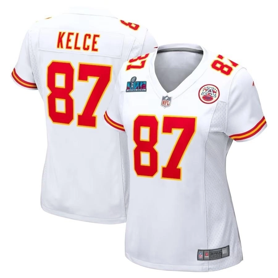 Großhandel Kansas City Dropshipping Chiefs NK Frauen Super Bowl LVII Patch Away Game Jersey - Weiß