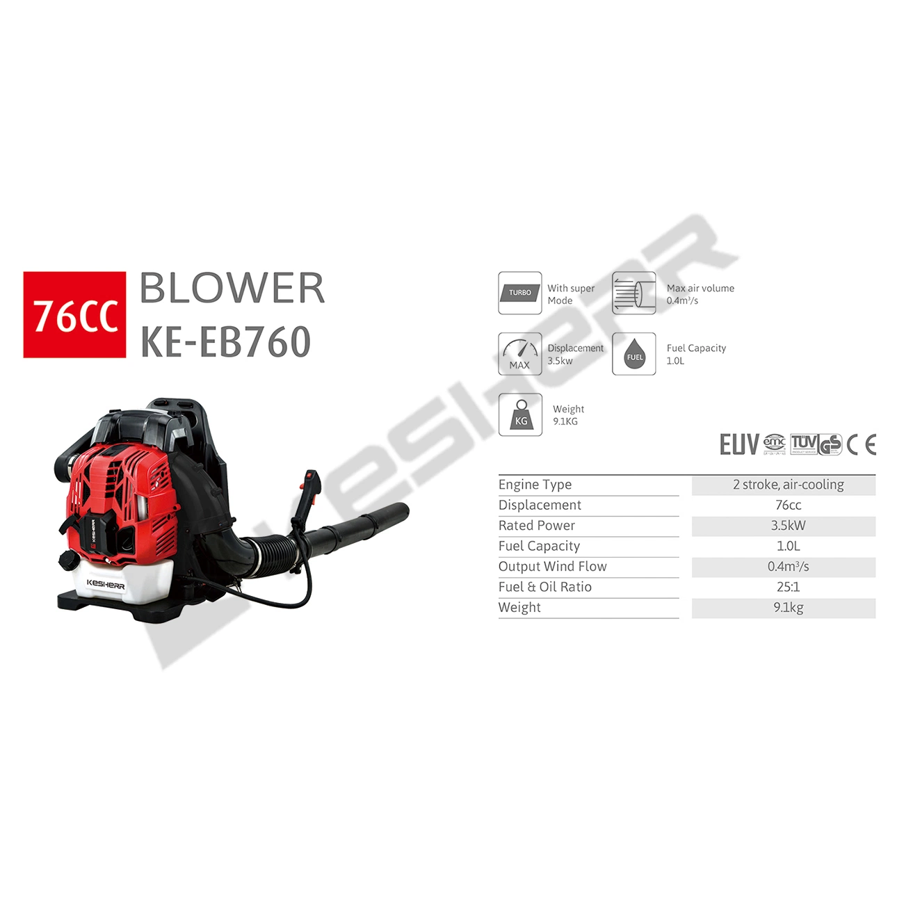 Knapsack Garden 2 Stroke Leaf Blower with CE, GS, Euv, EMS