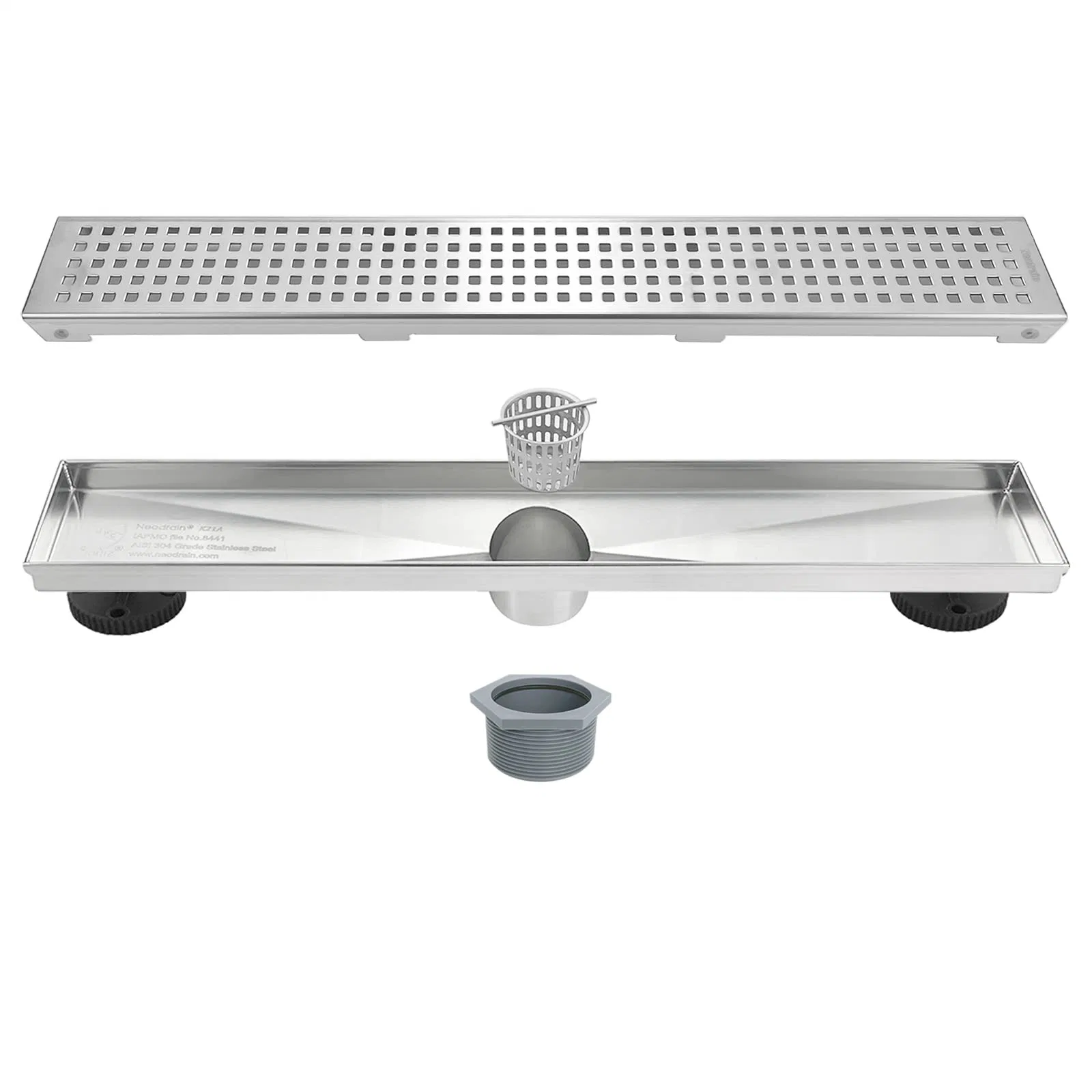 Floor Shower Drain with Strainer 304 Stainless Steel Rectangular Shower Drain