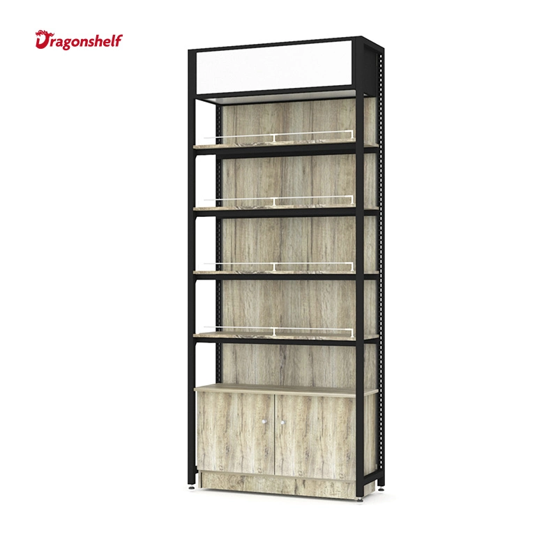 Manufacturer Metal Wooden Style Gondola Shelving Display Stand Shelves