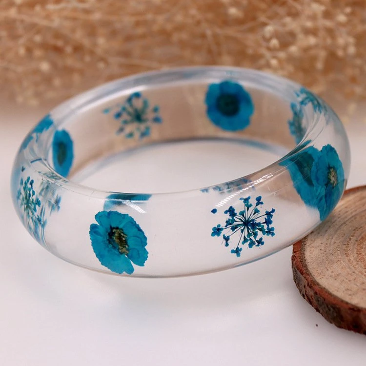 Artificial Epoxy Resin Transparent Natural Plant Real Flower Bracelet