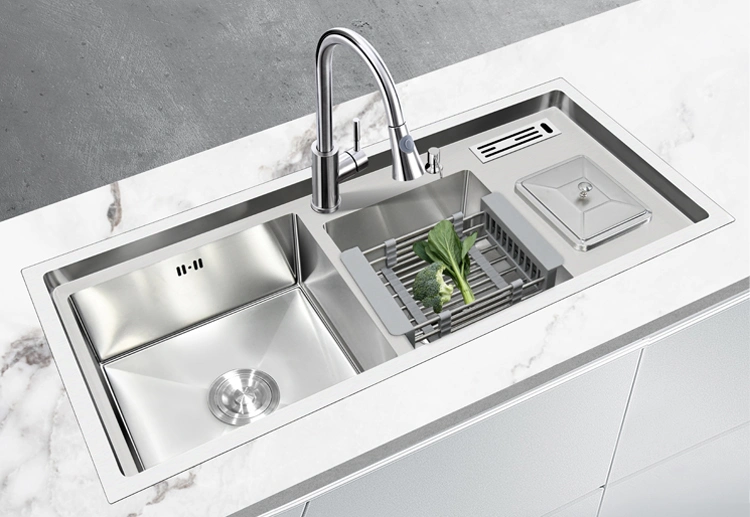 Pia Artesanal Brush Fregadero Stainless Steel Farmhouse Granite Functional Top Mount Triple Sink