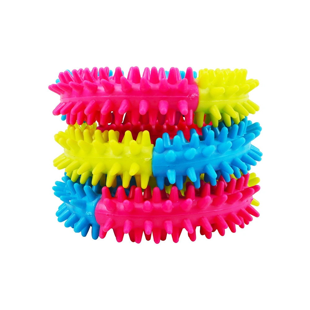 Jouet en caoutchouc tricolore à plusieurs anneaux Thorn pour chien, nettoyage des dents molaire, résistant aux morsures, en TPR