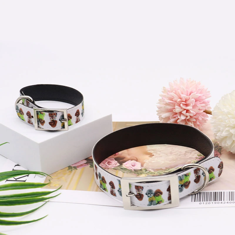 Sublimation Blank PU Leather Pet Collar Heat Transfer Printing DIY Adjustable Pet Belt for Whoelsale