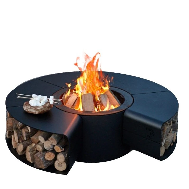 Round Outdoor Heating Fire Pit/Corten Steel Garden Decorative Brazier