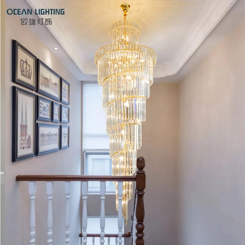 Modern Luxury Design Large Hanging Long Crystal Chandeliers Ceiling for Stairs