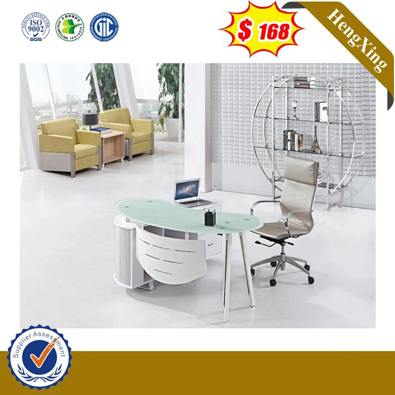 Small Size Office School Lab Tempered Glass Modern Computer Desk