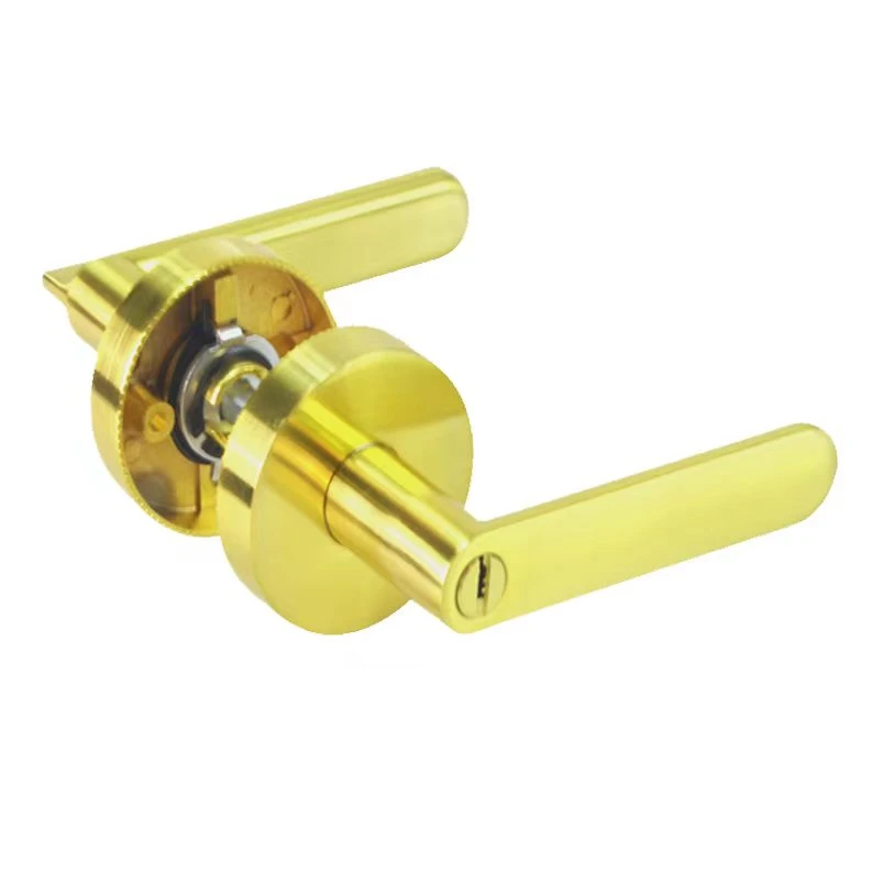 Door Lock Handle Leversets Gold Round Lever Lock Steel Heavy Duty Tubular Lever Handle Locks