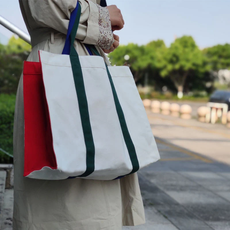 Llanura baratos lienzo de algodón a granel plegables bolsas reutilizables Bolsa de compras de supermercado para comestibles