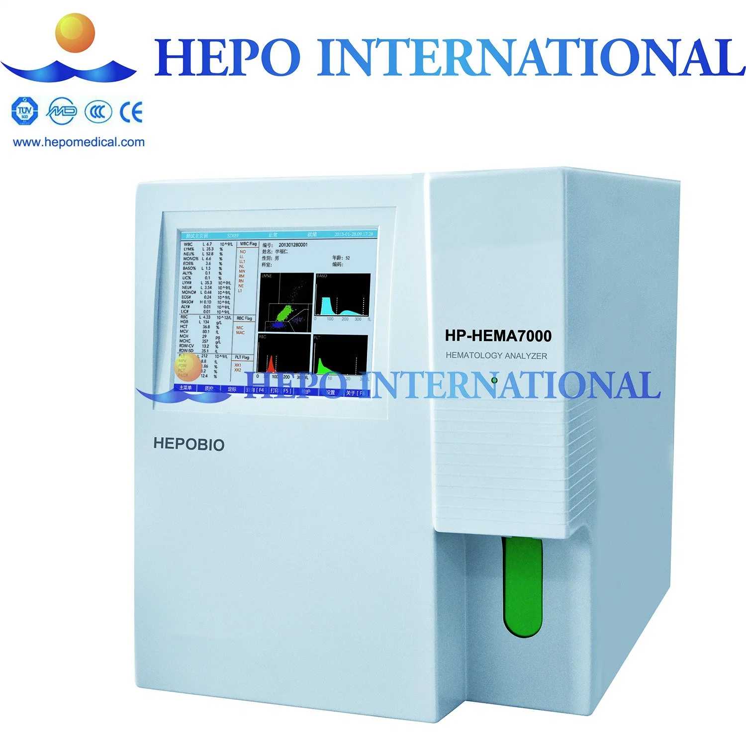 32 Parámetros totalmente automático 5parte médico Hematología Analyzer de dif.