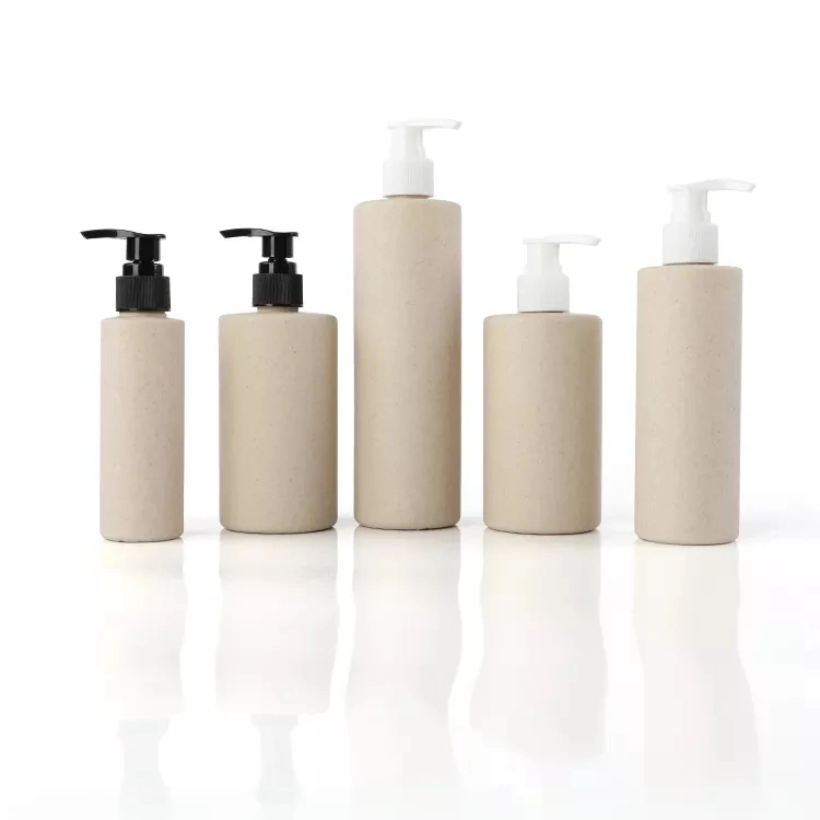 Reusable Empty Cosmetic Container Wheat Straw Plastic Biodegradable Shampoo Bottles