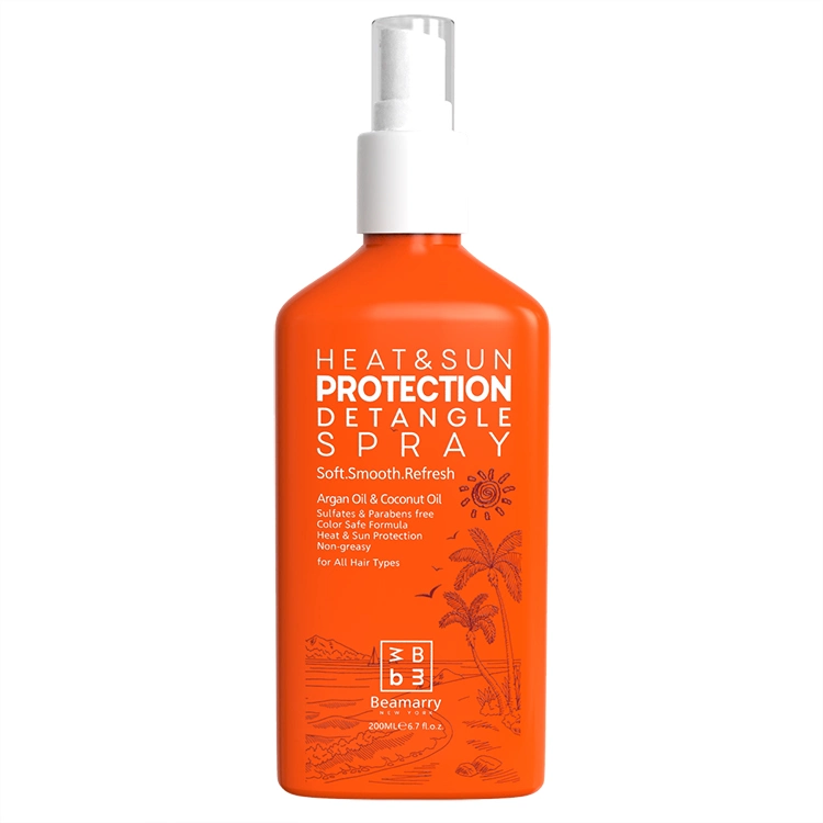 Private Label Silkening Brume sèche Protectant de chaleur et de brillance soyeuse hydratante de pulvérisation contre la chaleur des dommages pour les cheveux