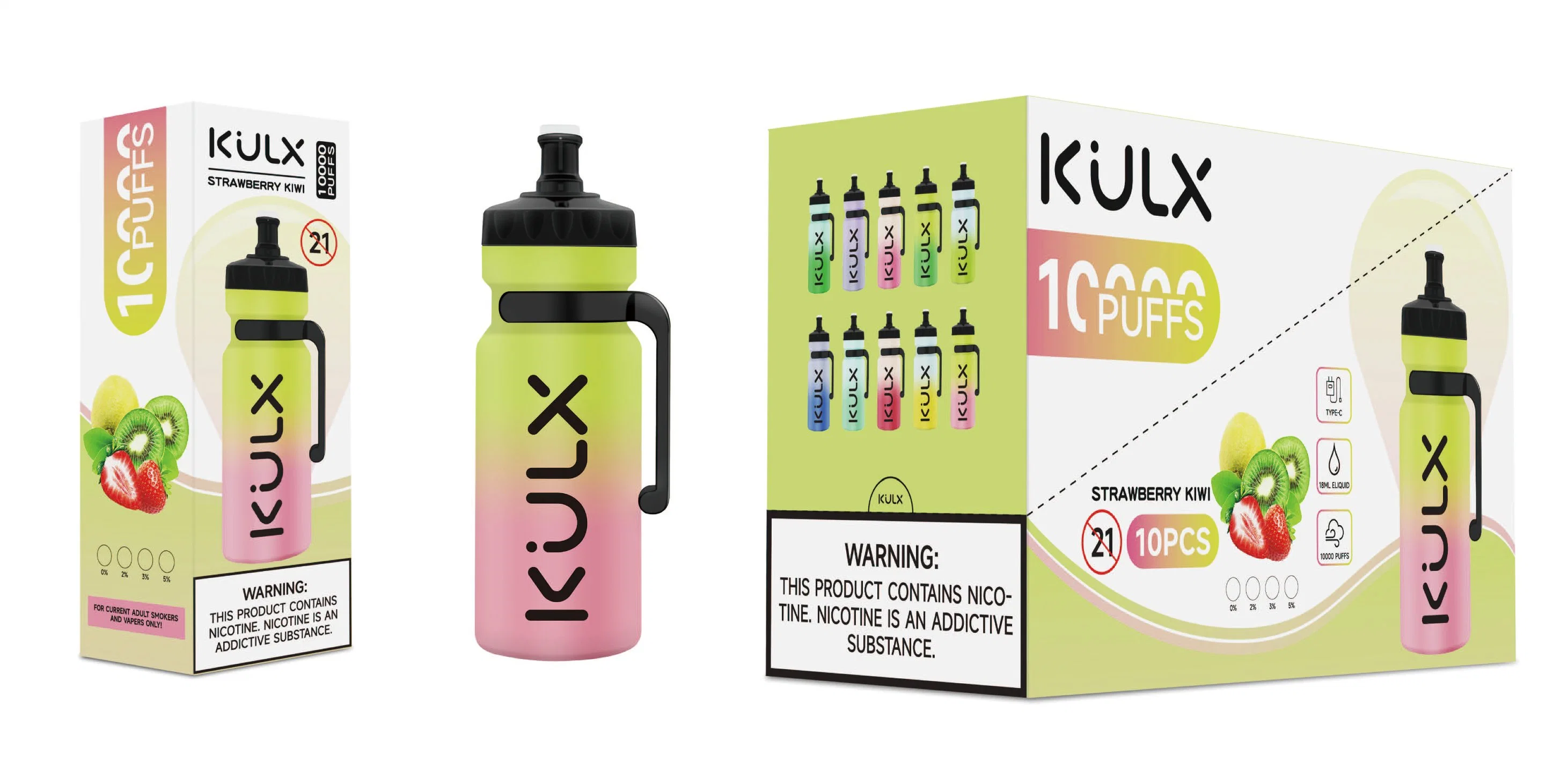 Puffs Kulx 10000/10K fluxo de ar ajustável Pape descartável 20mg 30mg 50mg Nicotina e cigarro