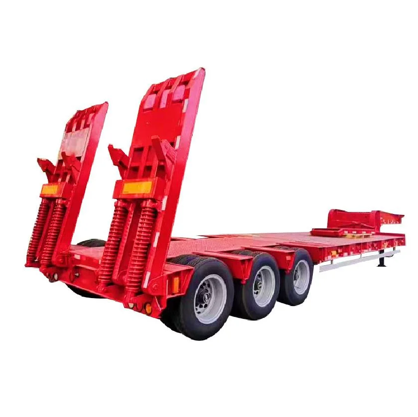 3axles 80tons Extendable 17m Lowbed Low Bed Lowboy Semi Truck Trailer