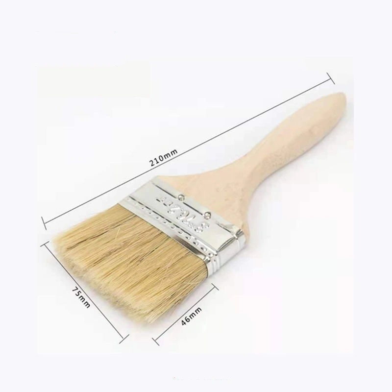 Mur de peinture brosses plates avec manche en bois pour la décoration