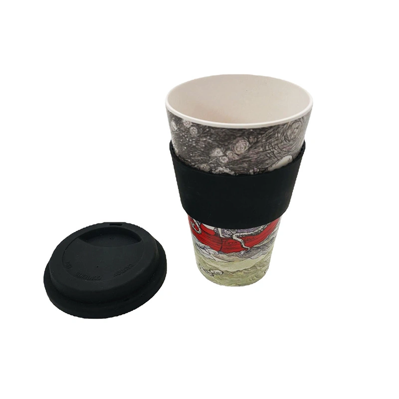 Bamboo Fiber Degradable Milk Tea Cup with Silica Gel Water Cup Household Commercial Coffee Cup Printed Hot Water Cup Wholesale/Supplier Spot