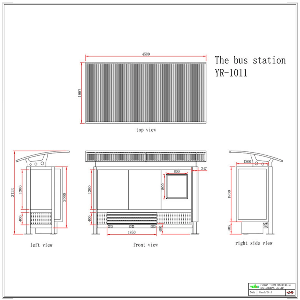 Outdoor Street Furniture Solar Bus Shelter