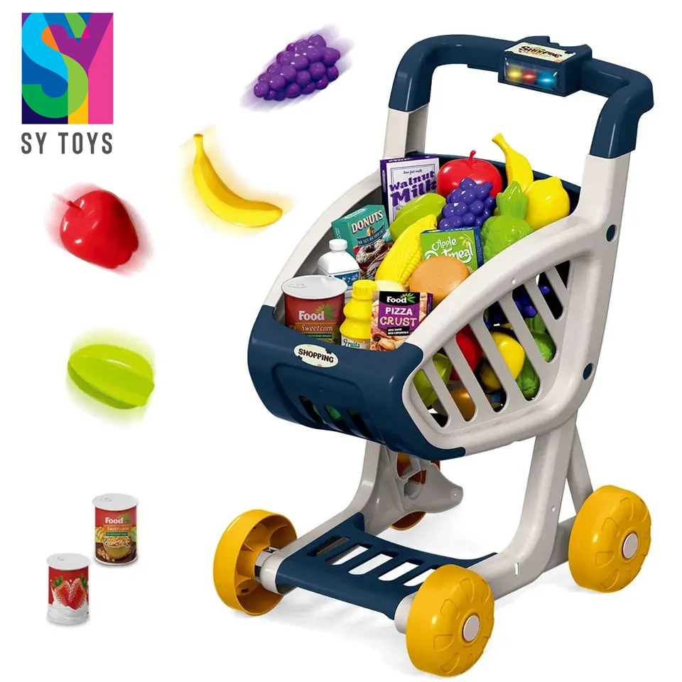 Sy Simulation Children Play Food Sets Pretend Play Supermarket Shopping Cart Toys