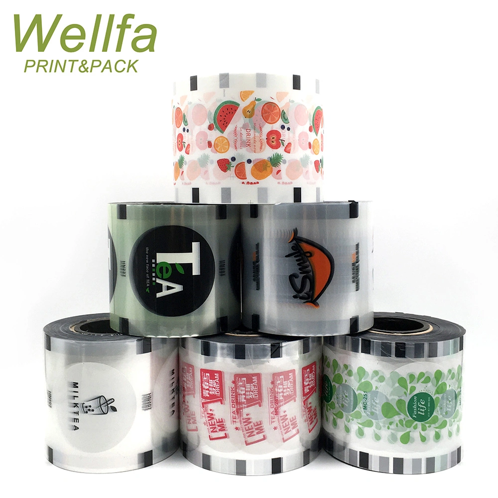 Factory Custom Logo Flexible Clear PP Pet PE Jelly Cup Packaging Soft Roll Laminated Coffee Bubble Tea Sealing Film Plastic Film