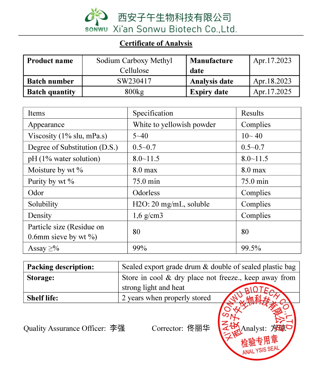 Sonwu fournir d'autres additifs CMC carboxy-méthylcellulose sodique