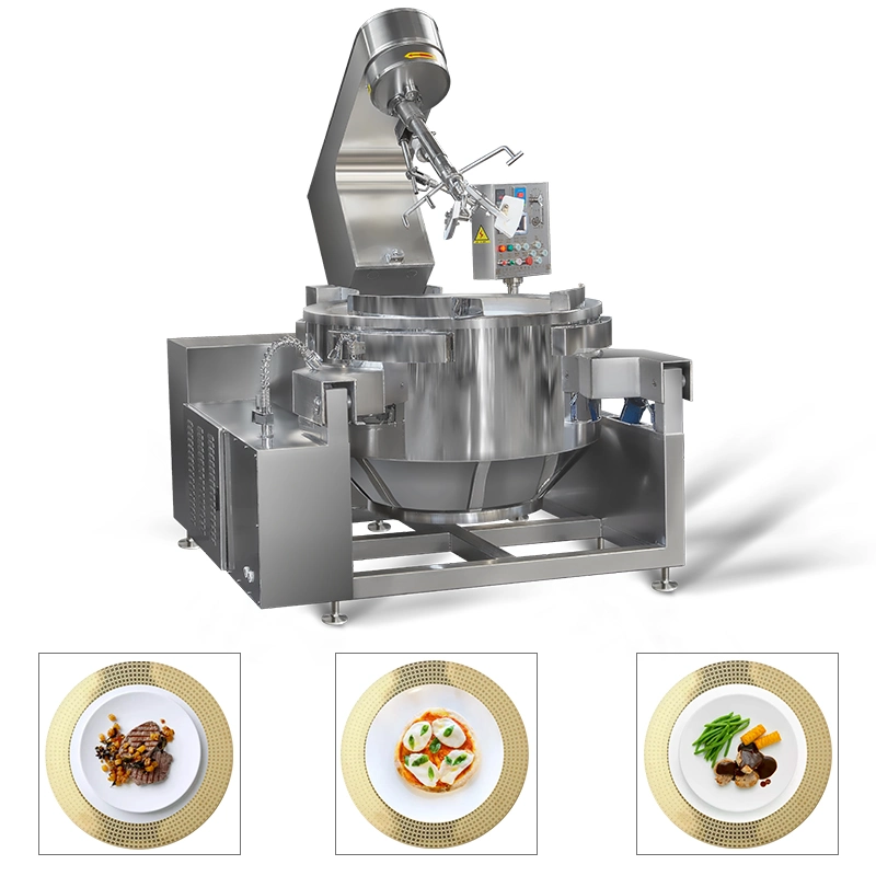 Kommerzielle Automatische Multifunktions-Planetenkippen Kartoffel Hühnchen Ei Marmelade Mischen Herstellung Elektrischer Gas Dampf Schwarzer Pfeffer Sauce Kochtopf