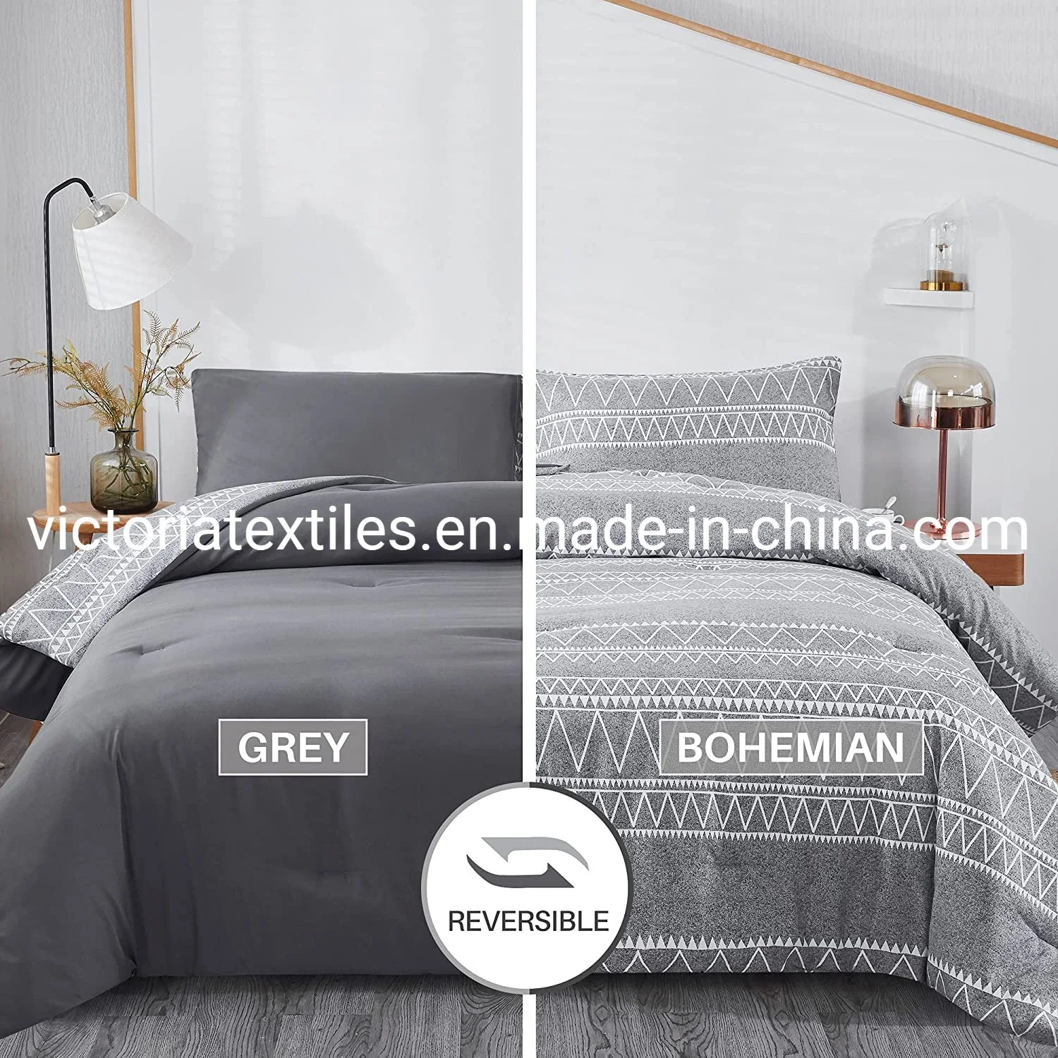 Cinzento moda cama impressos de retalhos, Rei/Cama Queen ou Twin Cama Tamanhos Consolador Definido