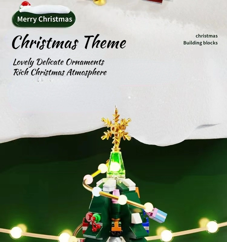 Weihnachtsbaum Musik LED Spin Box Bausteine Spielzeug Kinder Geschenk Weihnachtsdekoration