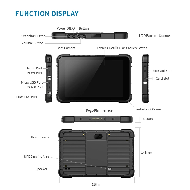 Resistente Tablet PC 8inch pantalla táctil capacitiva totalmente resistente coche resistente extremo Tablet IP67 resistente al agua Windows i7 i5 Rug PC