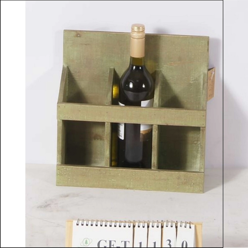 Free Standing Bamboo Wine Glass Bottle Holder