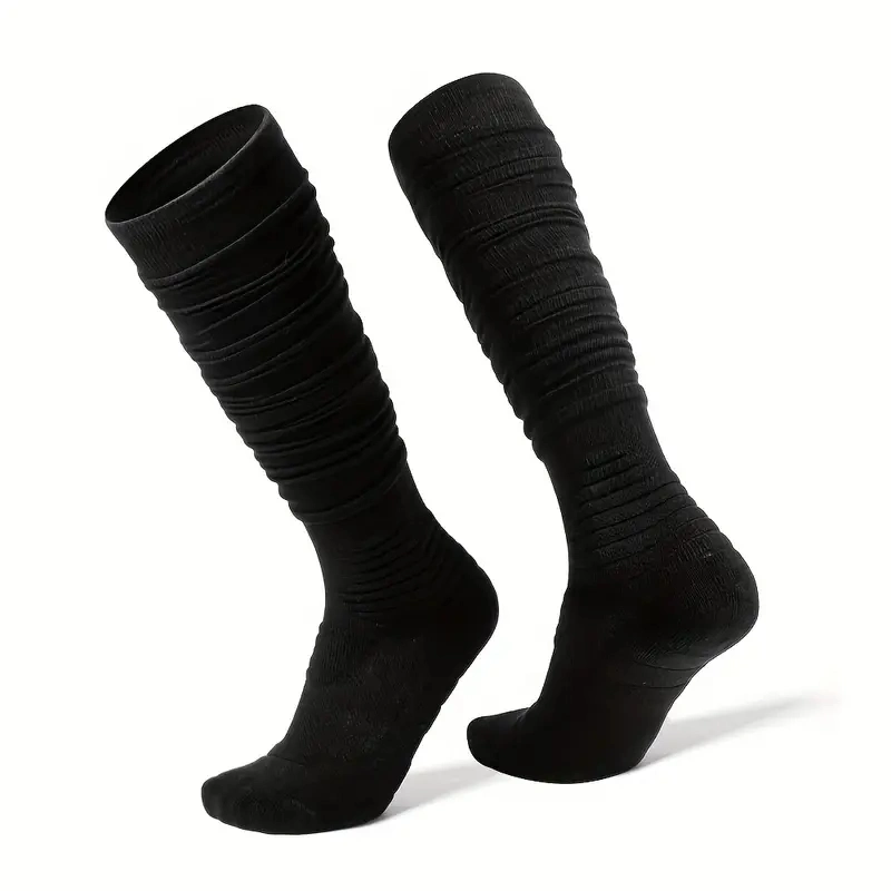 Men's Athletic Polyester Blend Solid Color Knee High Long Socks for Rugby Sports