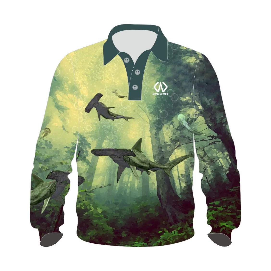 Custom Long Sleeve Polo Fishing Wear for Club Team Sports Wear Fishing Wear Realtree