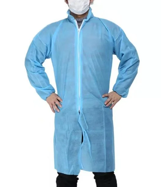 Wholesale/Supplier Unisex Disposable Worker Cloth Nonwoven PP Lab Coat with Long Sleeves