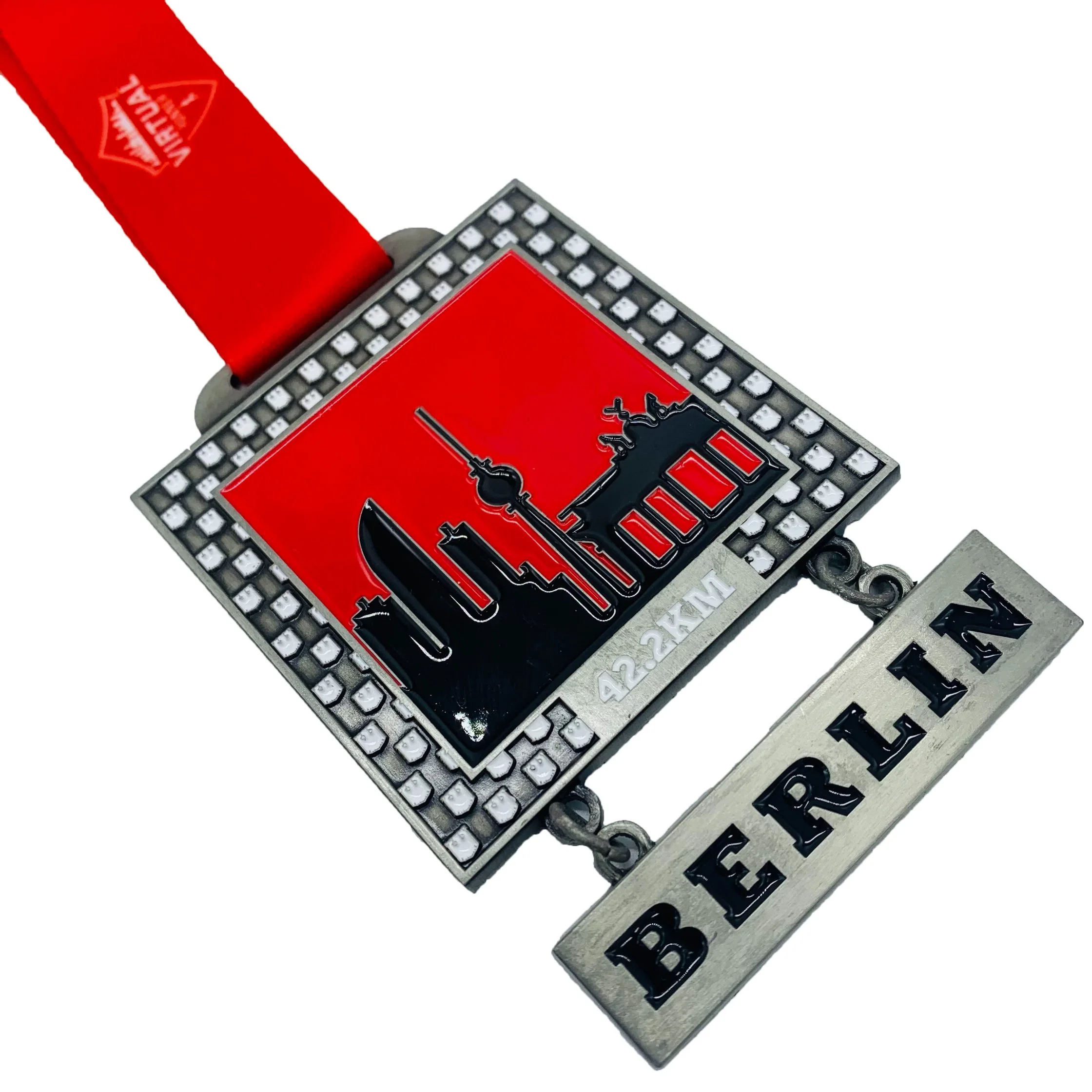 Wholesale/Supplierr Creative Design High quality/High cost performance  Zinc Alloy Metals Medal with Ribbon Custom City Logo London Beijing Building Feature Marathon Sports Medal