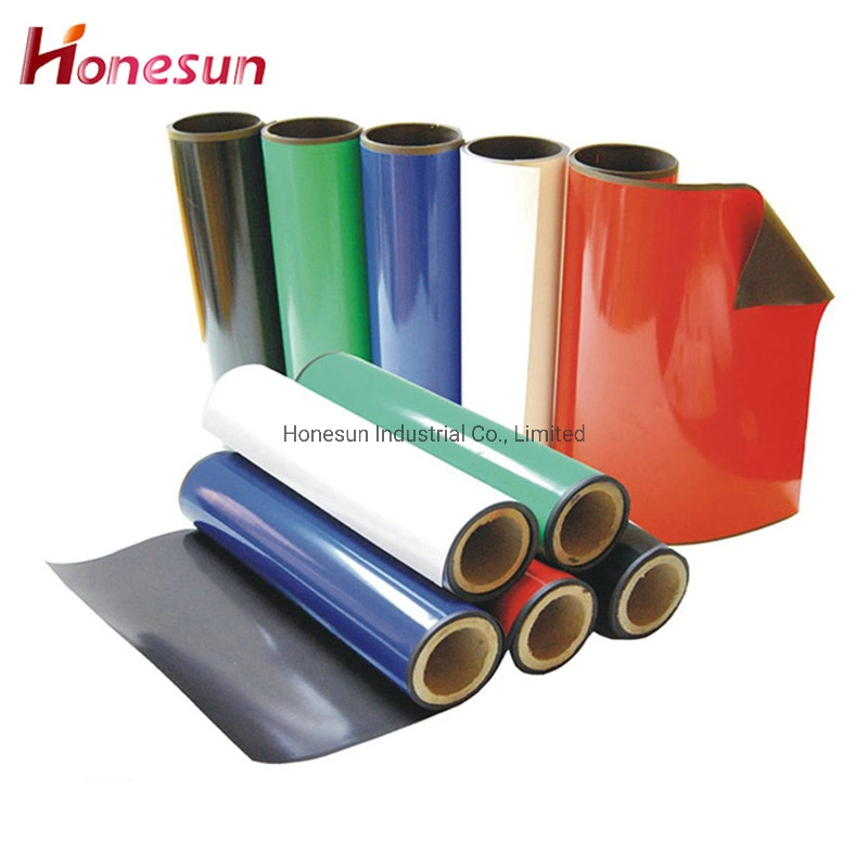 Colours Custom Magnets Magnetic Paper Magnetic Sheet Roll Isotropic Rubber Magnet Magnetic Sheets with PVC Adhesive Fridge Magnet 1mm 1.5mm 2mm