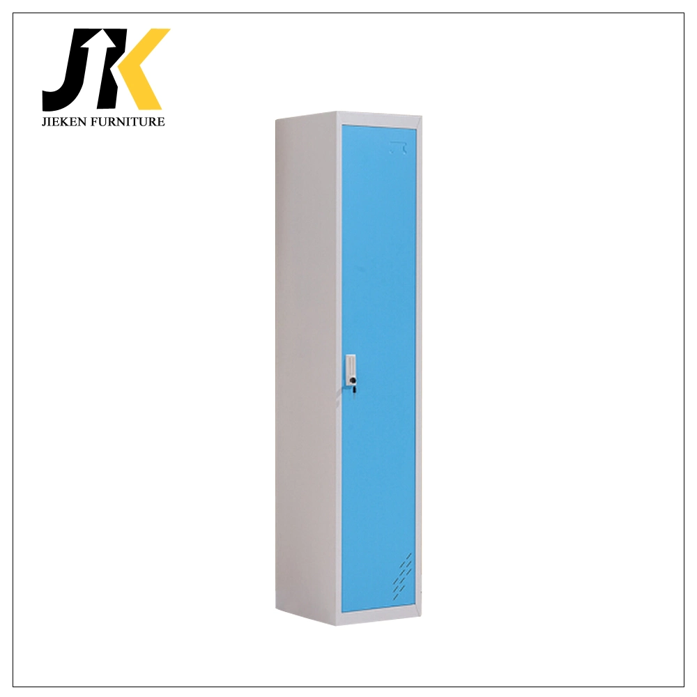 Home Use Metal Single Door Storage Cabinet Blue Color Mini Wardrobe