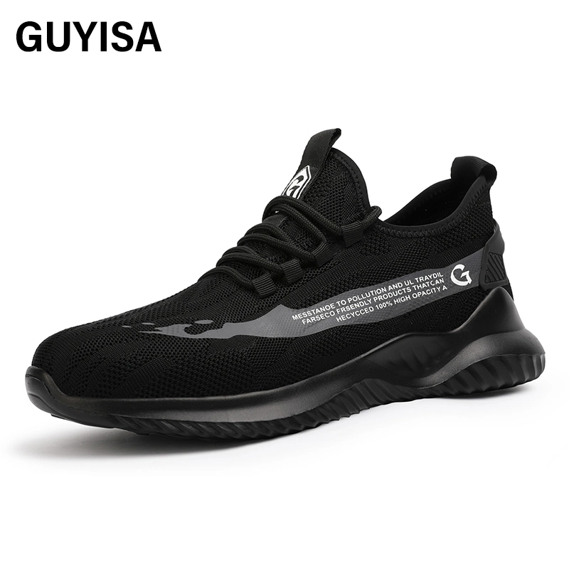 Guyisa Wholesale Custom Fast Delivery CE Certification Safety Shoes Steel Toe Industrial for Men Women Work Shoe Without Laces
