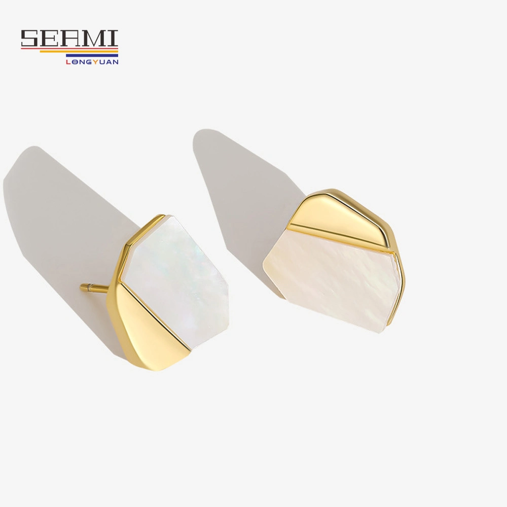 S925 Sterling Silver Female Irregular White Shell Unique Earrings