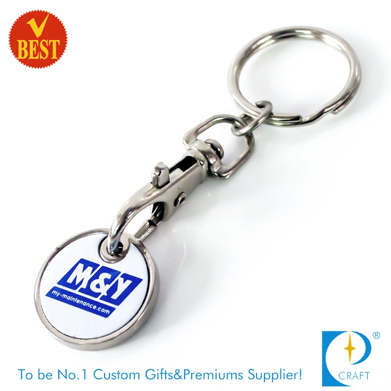 Custom Printed Sticker Metal Enamel Trolley Token Coin Keychain for Supermarket Shopping (KD-284)