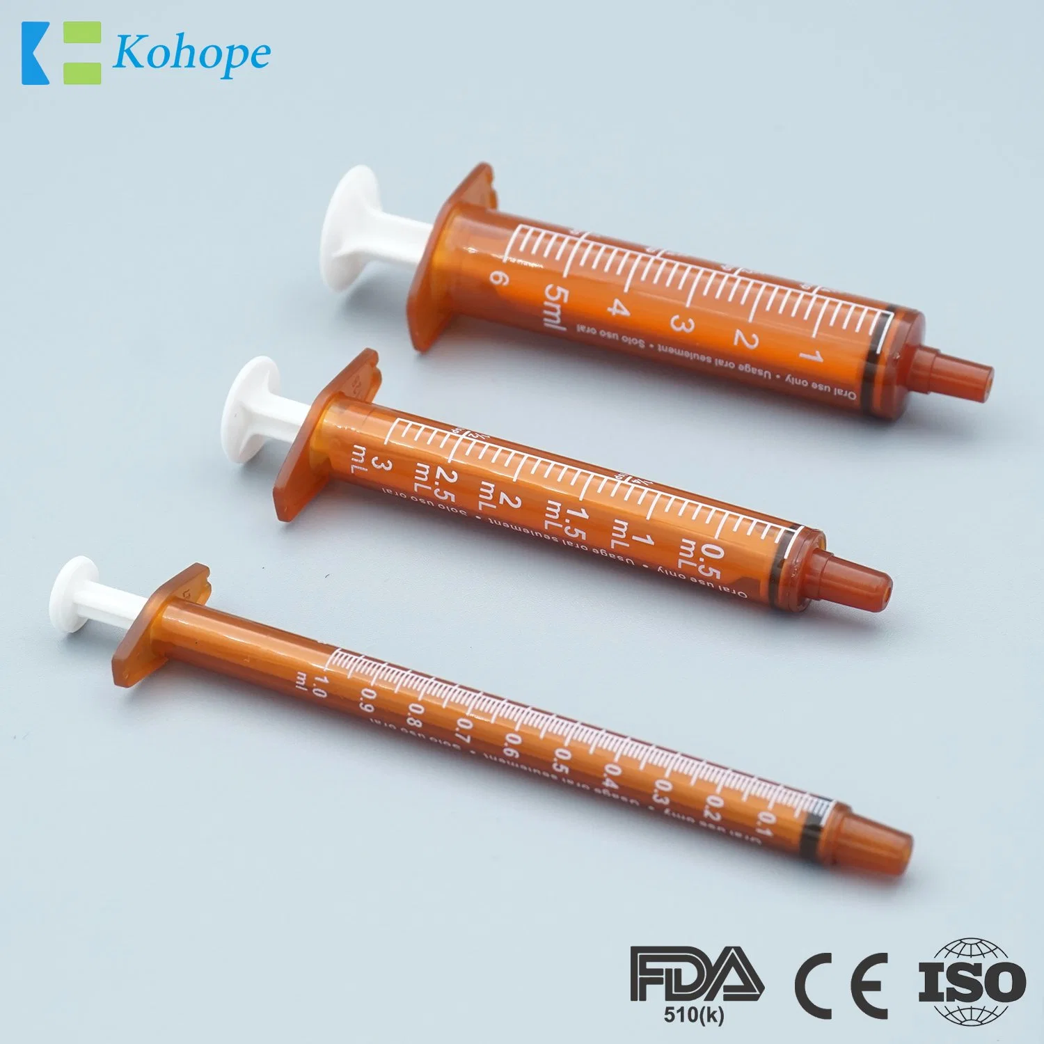 Popular Light-Proof 2ml Oral Amber Syringe for Hospital