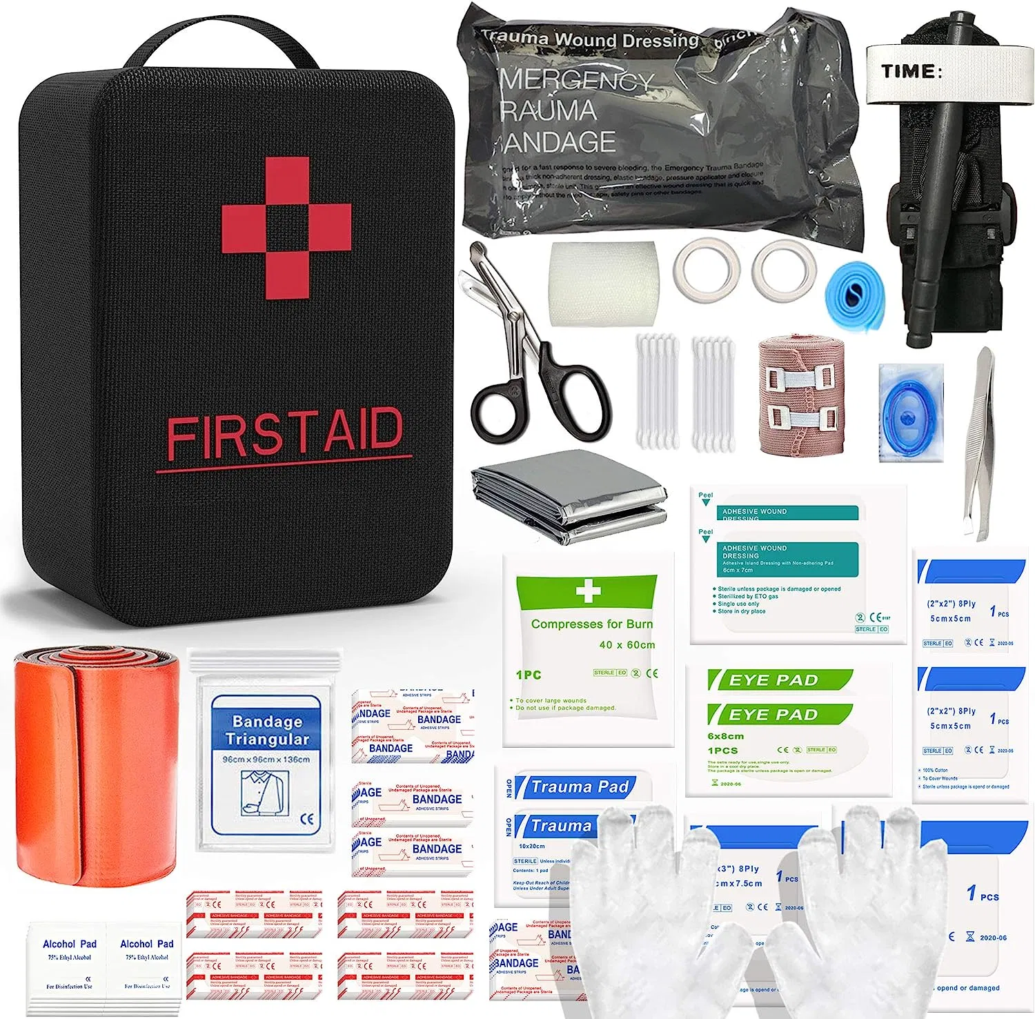 Multi Purpose Portable 26 EMT Trousse de premiers soins tactique avec bandage de traumatisme et garrot