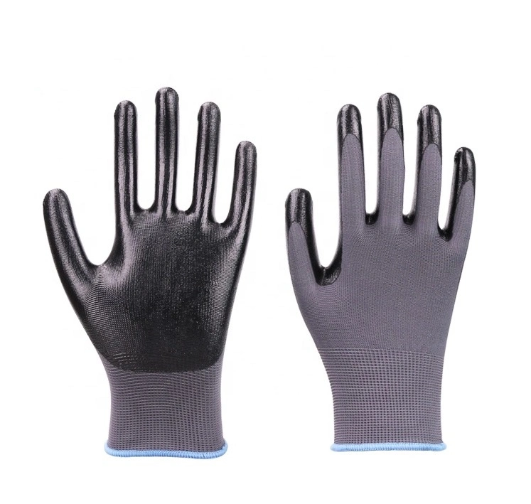 Guantes de protección de goma para el comercio al por mayor de nitrilo Guantes de trabajo revestido