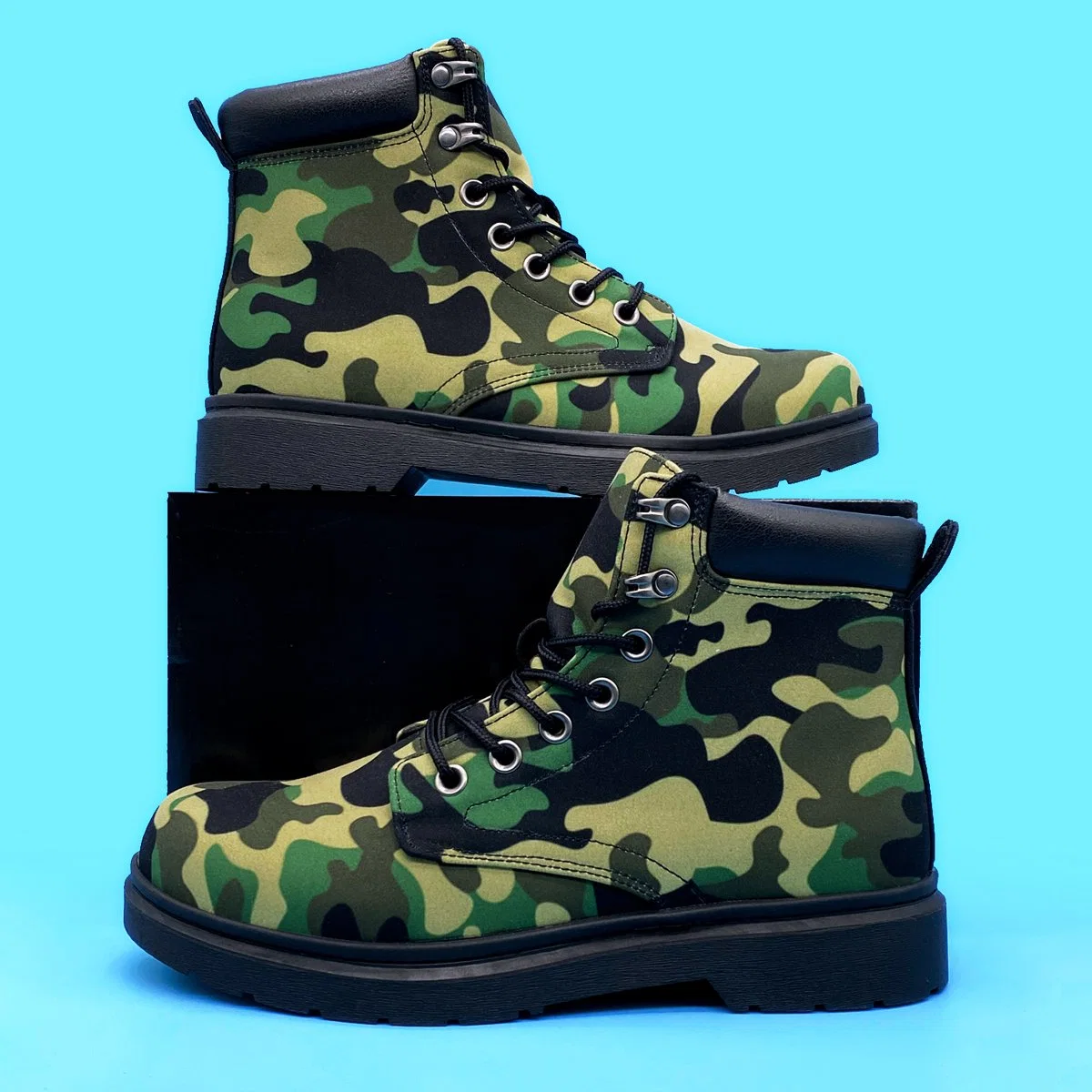 Camouflage Pattern Custom Shoes Men Boots Outdoor Hiking Boots