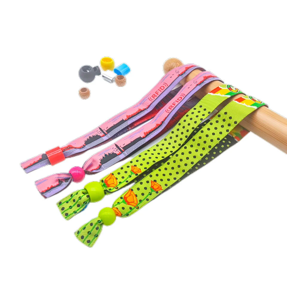 Promotional Eco Friendly Adjustable Plastic Clip Event Party Fabric Woven Bracelet