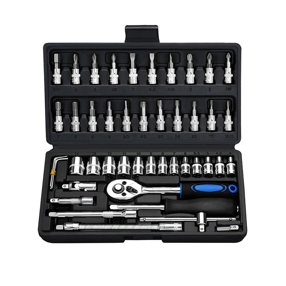 Kit de ferramenta de manutenção portátil 46PC Kit de chaves de caixa de roquete Kit de ferramentas manuais para reparação de ferramentas de reparação de ferramentas de hardware