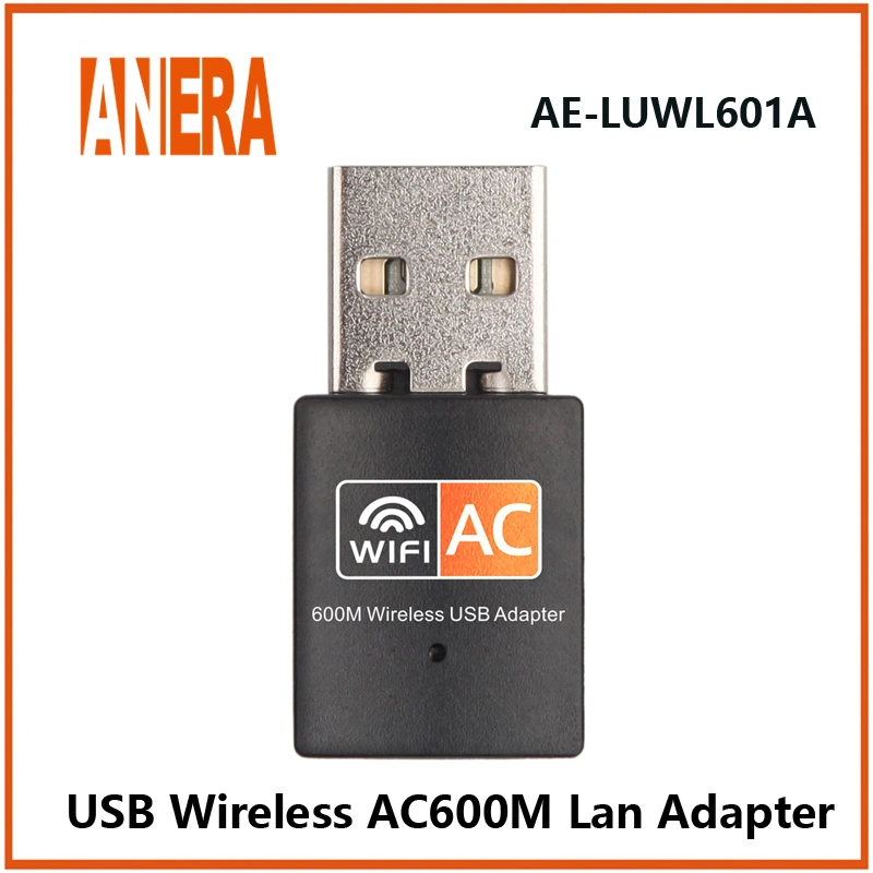 Placa de Rede Sem Fio Anera Dual Band USB2.0 Dongle AC600Mbps Placa LAN do Adaptador WiFi