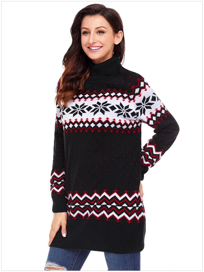 Wholesale/Supplier Knitted Cothes Turtleneck Long Line Pullover Sweater