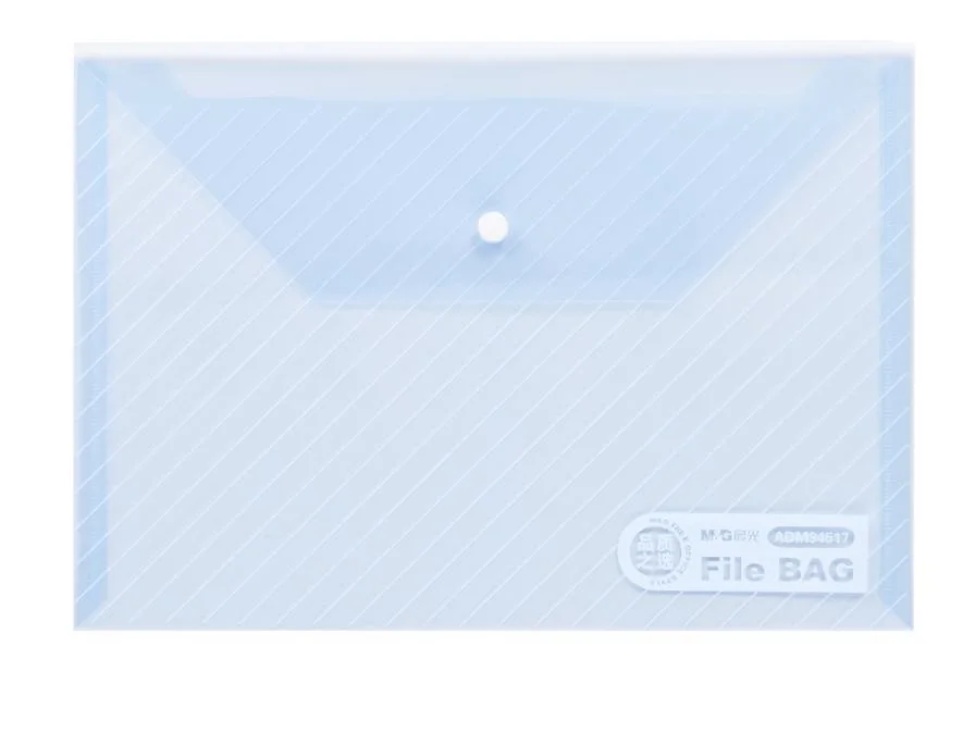 M&G Clear PP Plastic Waterproof File Envelopes Document Folder with Snap Button Closure Bag