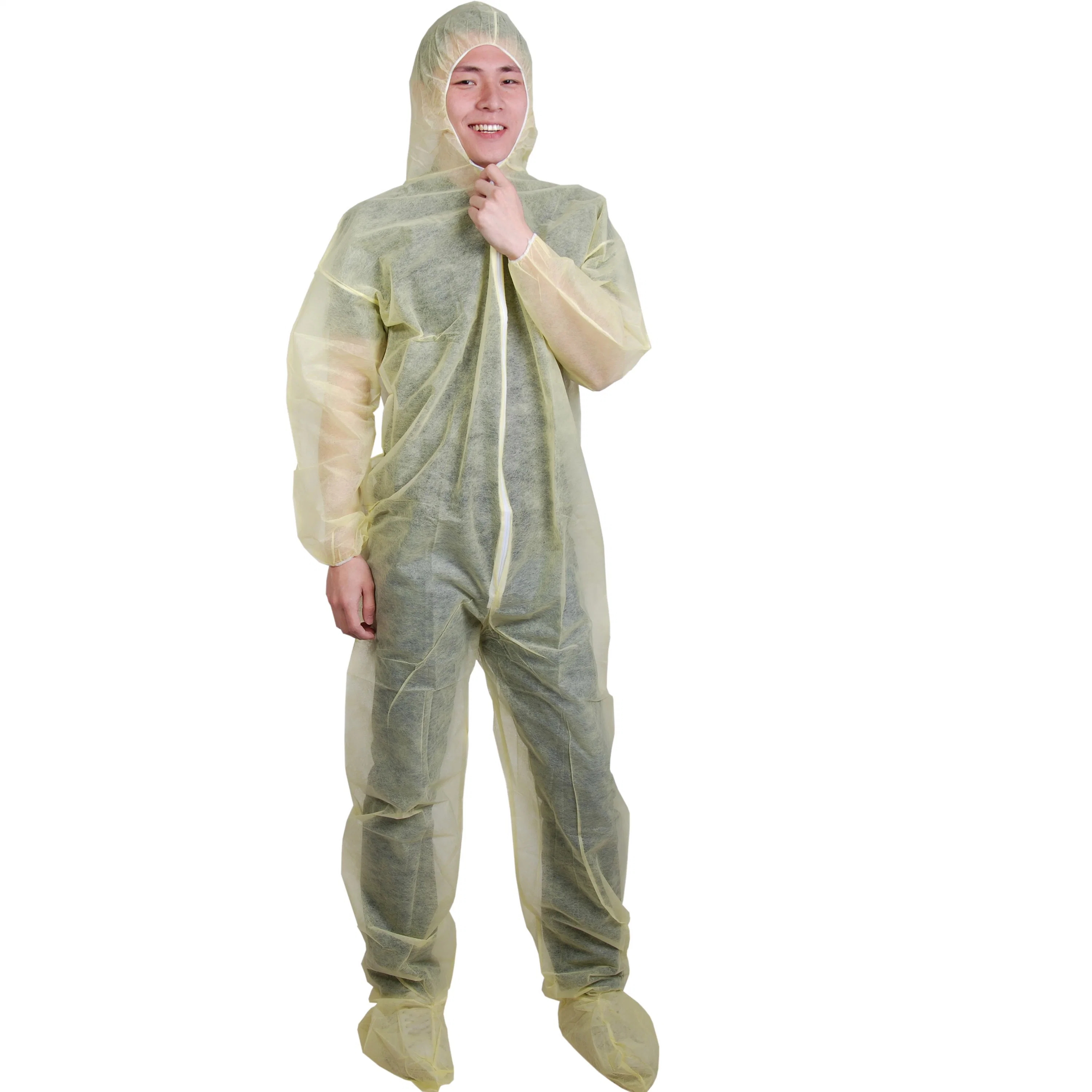 Disposable Orange Chemical Protective Coverall Suit From Topmed with Hood Work Wear Uniform