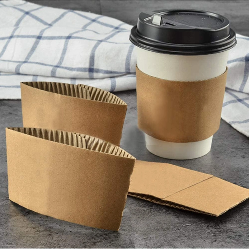 Papier Kraft Hot Paper Cup Sleeve support de gaine carton ondulé Isolant de protection chaud et froid, adapté 12 oz 16 oz 20 oz 22 oz Pots en papier à café chaud 24 oz